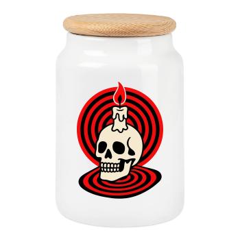 Hypno Skull - Keksdose mit Holzdeckel - Weiß - Vorne