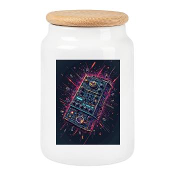 Digital DJ Controller Explosion - Cookie Jar with Wooden Lid - white - Front