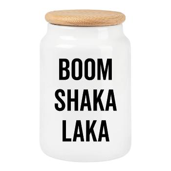 Boum Shaka Laka - Boîte à biscuits avec couvercle en bois - blanc - Devant