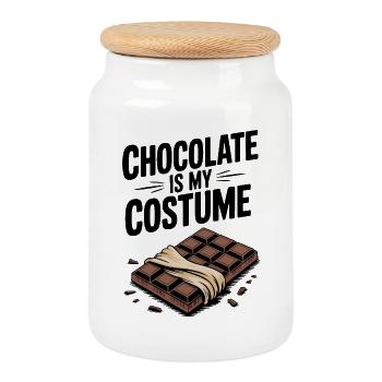 Le chocolat, c’est mon costume - Boîte à biscuits avec couvercle en bois - blanc - Devant