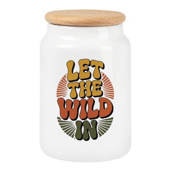 Adventure - Let The Wild In - Cookie Jar with Wooden Lid - white - Front