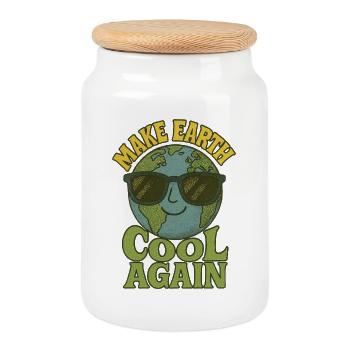 Make earth cool again - Cookie Jar with Wooden Lid - white - Front