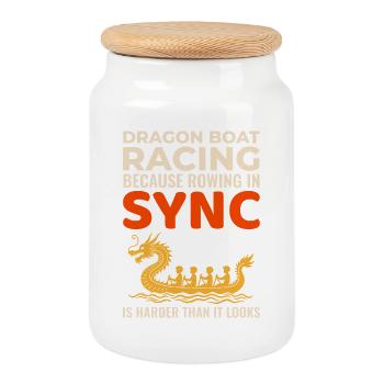 Dragon Boat Race Team Spirit  - Boîte à biscuits avec couvercle en bois - blanc - Devant