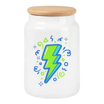 Rayon d'énergie aux couleurs néon - Boîte à biscuits avec couvercle en bois - blanc - Devant