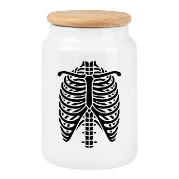 Côtes Cage thoracique Squelette Halloween Tatouage d’os - Boîte à biscuits avec couvercle en bois - blanc - Devant
