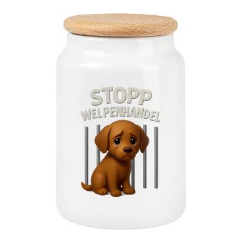 Anti Puppy Trade Dog Design Puppy Dog Puppy - Boîte à biscuits avec couvercle en bois - blanc - Devant