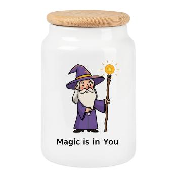 Cartoon Magician – Magic Is In You - Cookie Jar with Wooden Lid - white - Front