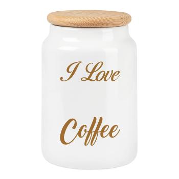 love coffee and dogs - Keksdose mit Holzdeckel - Weiß - Vorne