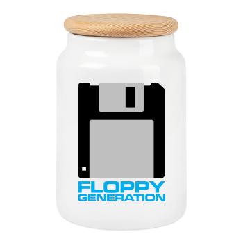 Floppy Generation 3.5 - Cookie Jar with Wooden Lid - white - Front