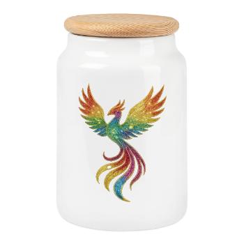 Rainbow Phoenix Spark Splendor - Cookie Jar with Wooden Lid - white - Front