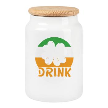 St. Patrick's Day drink - Cookie Jar with Wooden Lid - white - Front