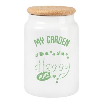 Jardins familiaux - Boîte à biscuits avec couvercle en bois - blanc - Devant