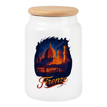 Florence Florence Ville Italie Silhouette Cadeau - Boîte à biscuits avec couvercle en bois - blanc - Devant