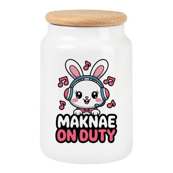 Fan de K-Pop Drôle Corée Maknae - Boîte à biscuits avec couvercle en bois - blanc - Devant