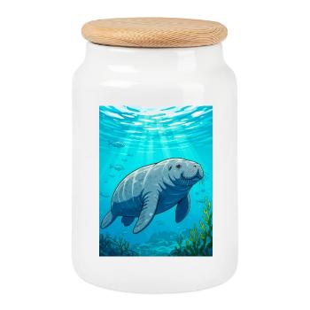 Sanfter Riese des ruhigen Wassers, Symbol des Friedens - Keksdose mit Holzdeckel - Weiß - Vorne