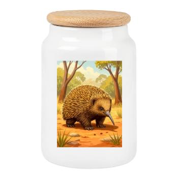 Echidna A spiny wanderer with ancient charm  - Keksdose mit Holzdeckel - Weiß - Vorne