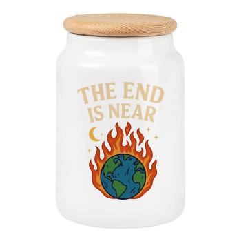 La fin approche - Boîte à biscuits avec couvercle en bois - blanc - Devant