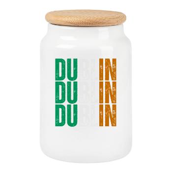 Dublin Irlande, souvenir de Dublin - Boîte à biscuits avec couvercle en bois - blanc - Devant