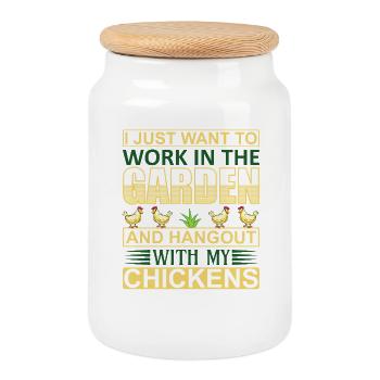 Hang out in garden with chicks - Keksdose mit Holzdeckel - Weiß - Vorne
