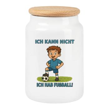 Je ne peux pas, j’ai le football ! - Boîte à biscuits avec couvercle en bois - blanc - Devant