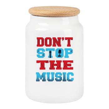 N’arrêtez pas la musique - Boîte à biscuits avec couvercle en bois - blanc - Devant