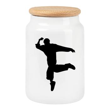 Silhouette B-Boy – Mouvement de breakdance - Boîte à biscuits avec couvercle en bois - blanc - Devant