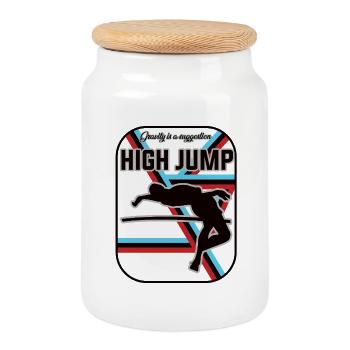 High Jump Design – Fly over your limits - Cookie Jar with Wooden Lid - white - Front