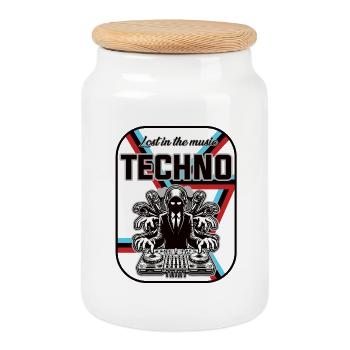 Techno Design – Lost in Music - Keksdose mit Holzdeckel - Weiß - Vorne