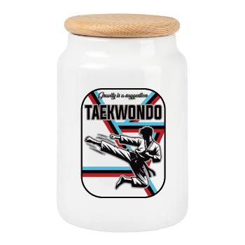 Taekwondo Design – Gravity is a Suggestion - Keksdose mit Holzdeckel - Weiß - Vorne