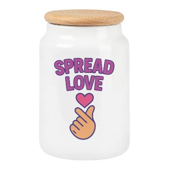 K-POP Spread Love: Heart Hand Gesture - Cookie Jar with Wooden Lid - white - Front