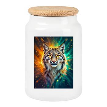 Luchs – Geist der Klarheit und Energie - Keksdose mit Holzdeckel - Weiß - Vorne
