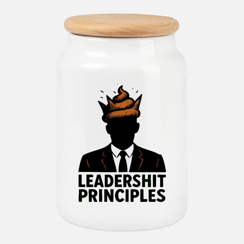 Leadershit Principles - Cookie Jar with Wooden Lid - white