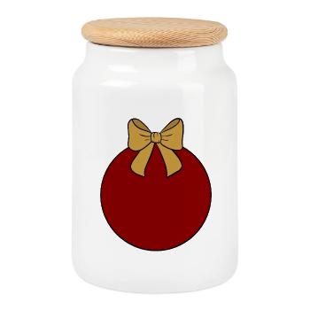 Weihnachtskugel  - Keksdose mit Holzdeckel - Weiß - Vorne