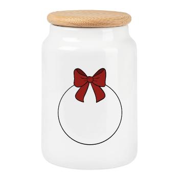 Weihnachtskugel  - Keksdose mit Holzdeckel - Weiß - Vorne