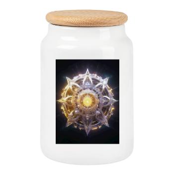 Crown Chakra – Sahasrara: Connection to the Divine - Cookie Jar with Wooden Lid - white - Front