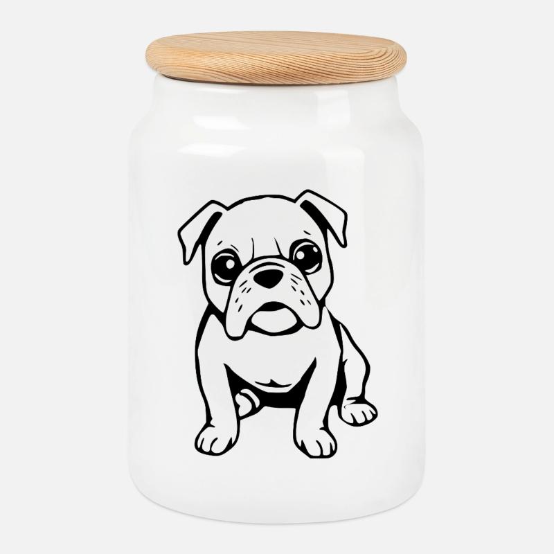 Bulldoggen Hunde Hundeshirt Geschenk  - Keksdose mit Holzdeckel - Weiß