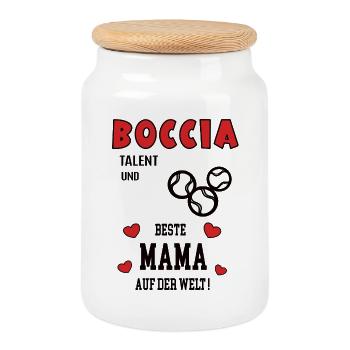 Joueuse de boccia Maman Joueuse de boccia Maman Boule - Boîte à biscuits avec couvercle en bois - blanc - Devant