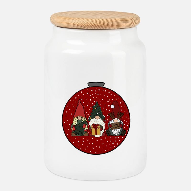 Weihnachtskugel  - Keksdose mit Holzdeckel - Weiß