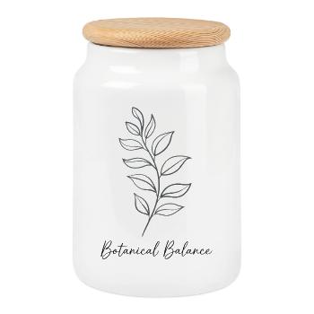 Botanical Balance – Line Art - Cookie Jar with Wooden Lid - white - Front