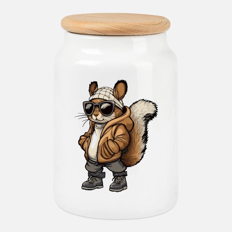 Eichhörnchen Cool Winter - Keksdose mit Holzdeckel - Weiß