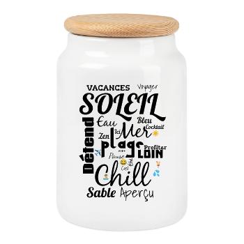 Laughter and Tropical Island Journey - Cookie Jar with Wooden Lid - white - Front