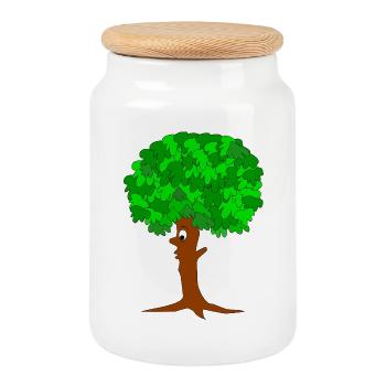 Drôle d’arbre - Boîte à biscuits avec couvercle en bois - blanc - Devant