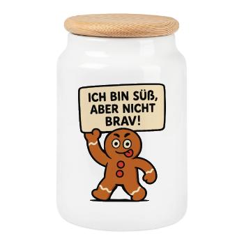 Je suis mignon, mais pas bon - Boîte à biscuits avec couvercle en bois - blanc - Devant