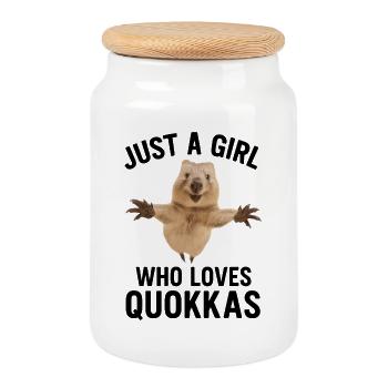 Juste une fille qui aime les quokkas - Boîte à biscuits avec couvercle en bois - blanc - Devant