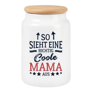 Voici à quoi ressemble une maman cool Meilleure maman - Boîte à biscuits avec couvercle en bois - blanc - Devant