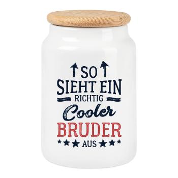 So sieht ein cooler Bruder aus Bester Bruder - Keksdose mit Holzdeckel - Weiß - Vorne