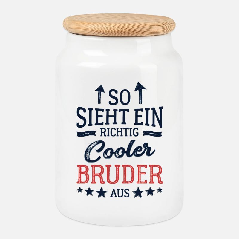 So sieht ein cooler Bruder aus Bester Bruder - Keksdose mit Holzdeckel - Weiß