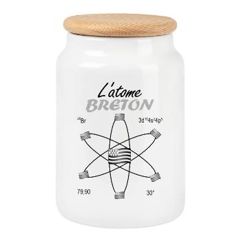 Cadeau Atome Breton Symbole Science et Fierté Gwen - Boîte à biscuits avec couvercle en bois - blanc - Devant