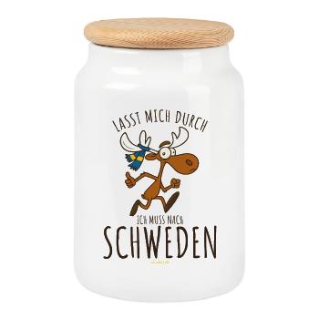Let me through, I have to go to Sweden - Cookie Jar with Wooden Lid - white - Front