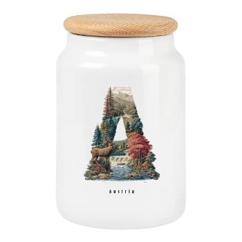 Austria A - Cookie Jar with Wooden Lid - white - Front